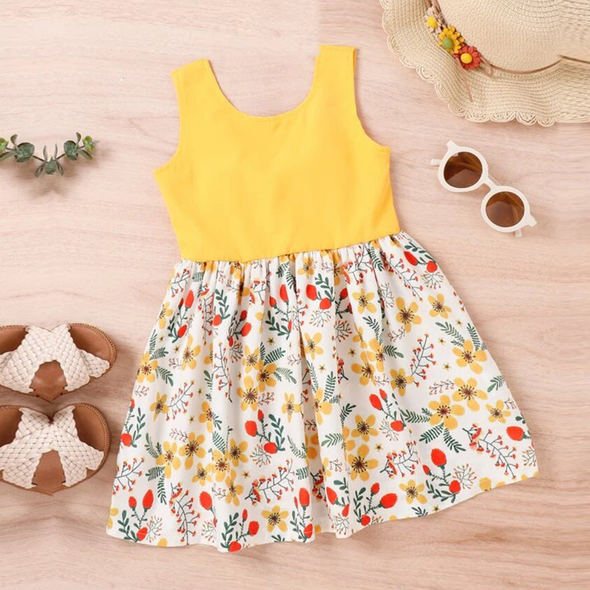 Baby Girl's Floral & Rainbow & Princess Dresses_Frocks (Combo Pack 3) for Kids.