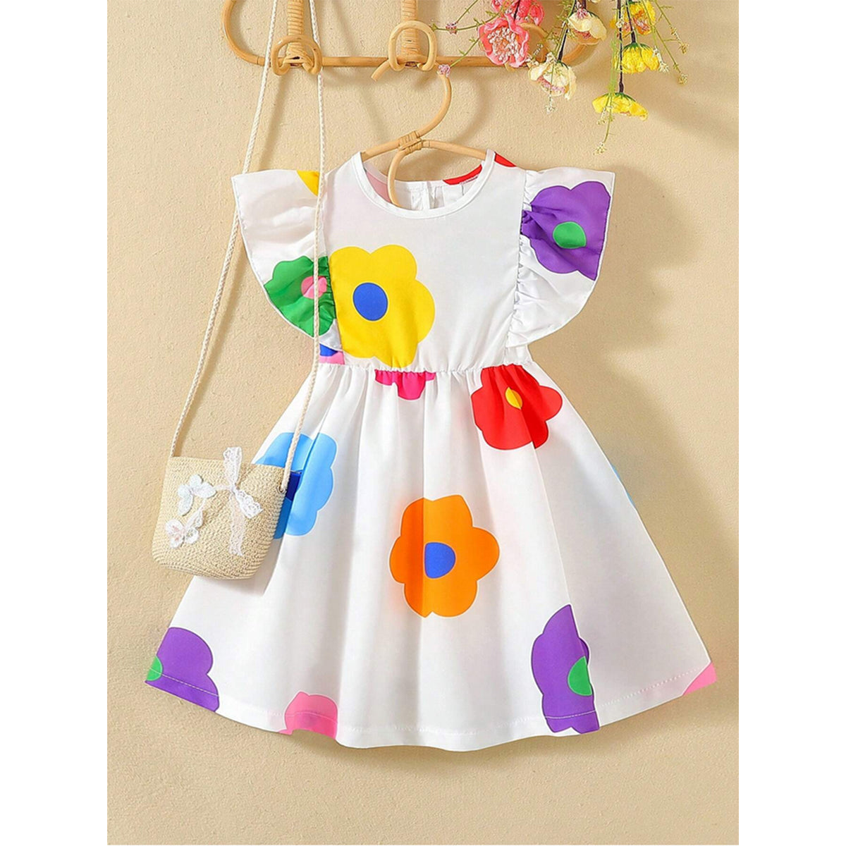 Baby Hanky Hem Belted & Round Neck Ruffle Floral Dress (Combo Pack Of 2) For Girl's.