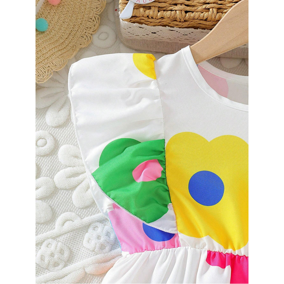 Baby Hanky Hem Belted & Round Neck Ruffle Floral Dress (Combo Pack Of 2) For Girl's.