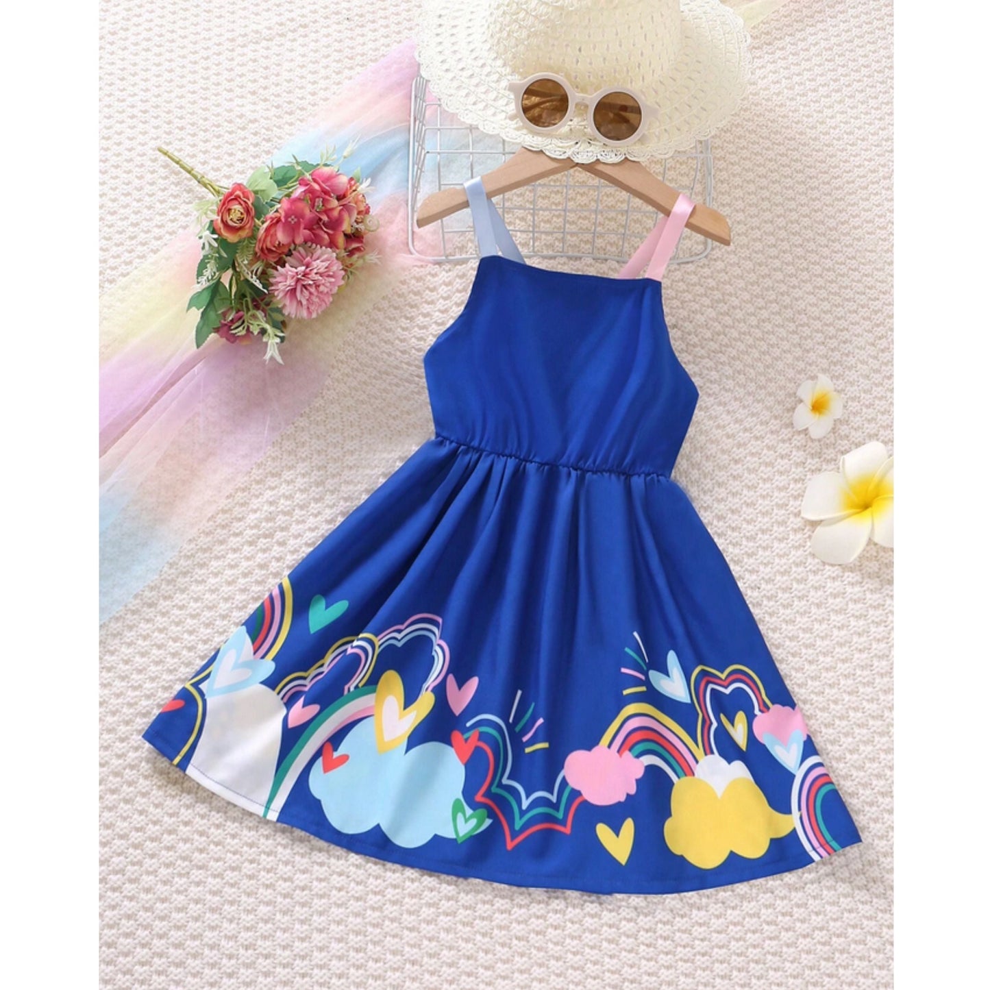 Baby Girl's Barbie & Rainbow Dresses (Combo Pack Of 2) For Girl's.