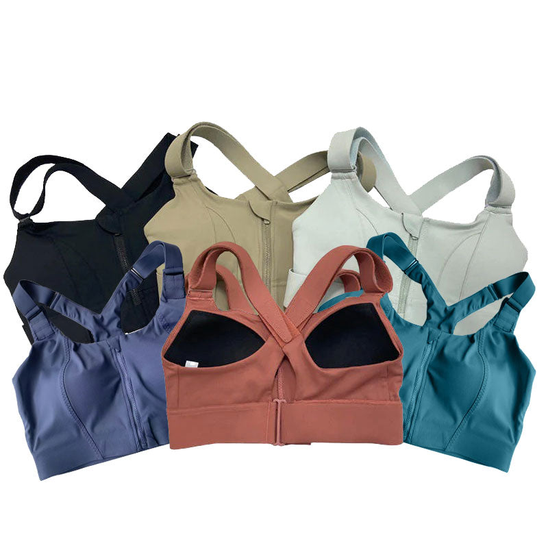 Front Zipper Women Sports Bra High Impact Underwear ( Pack of 6 )