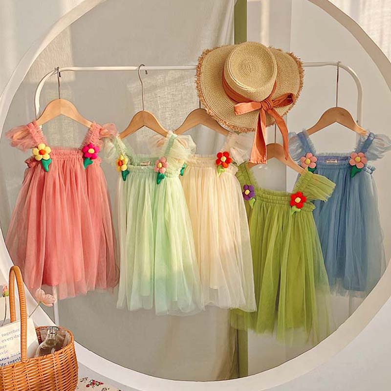Korean Baby Girl Dress Princess Flower Sleeve ( Pack of 5 )