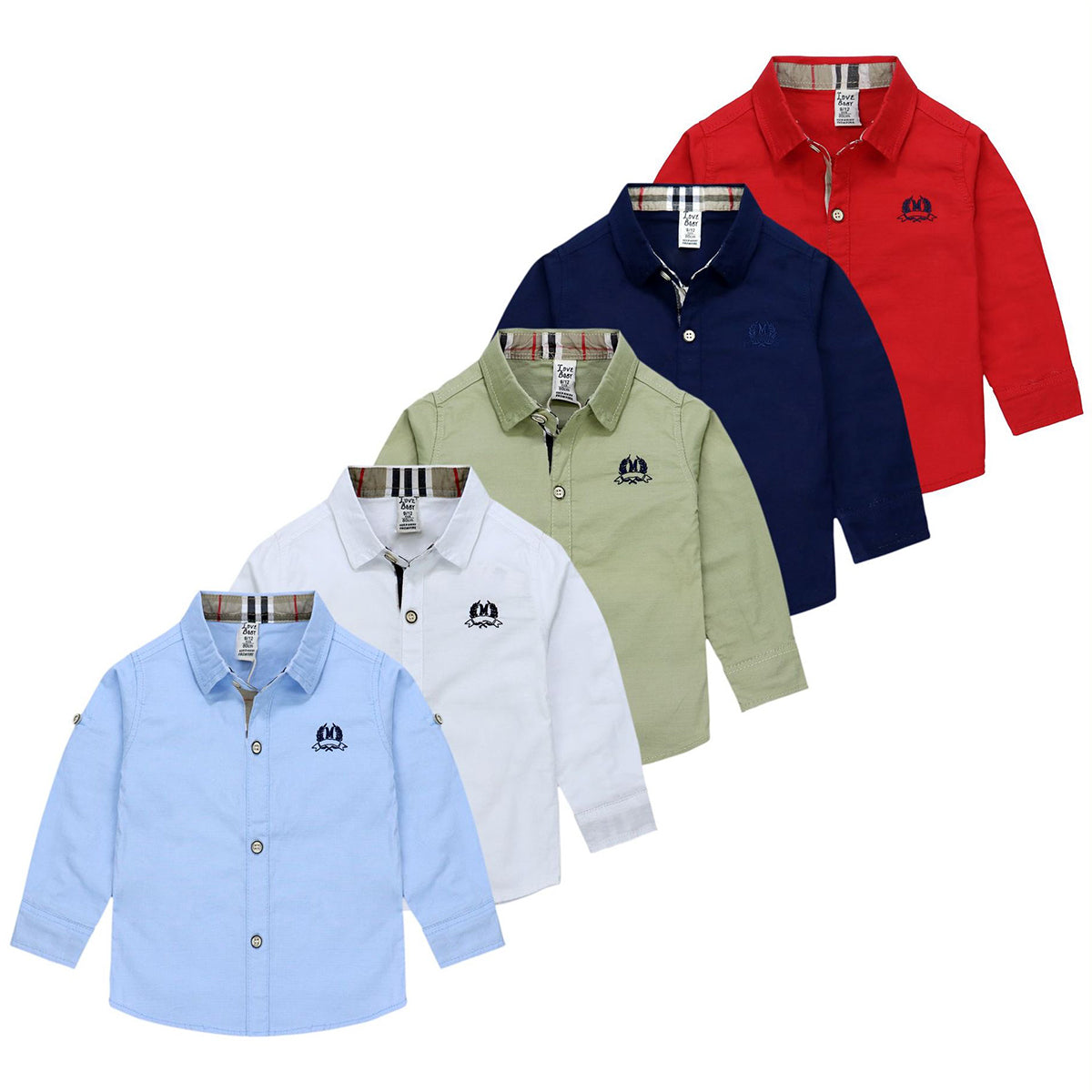 Long Sleeve Button up Dress Shirts for Boys ( Pack of 5 )