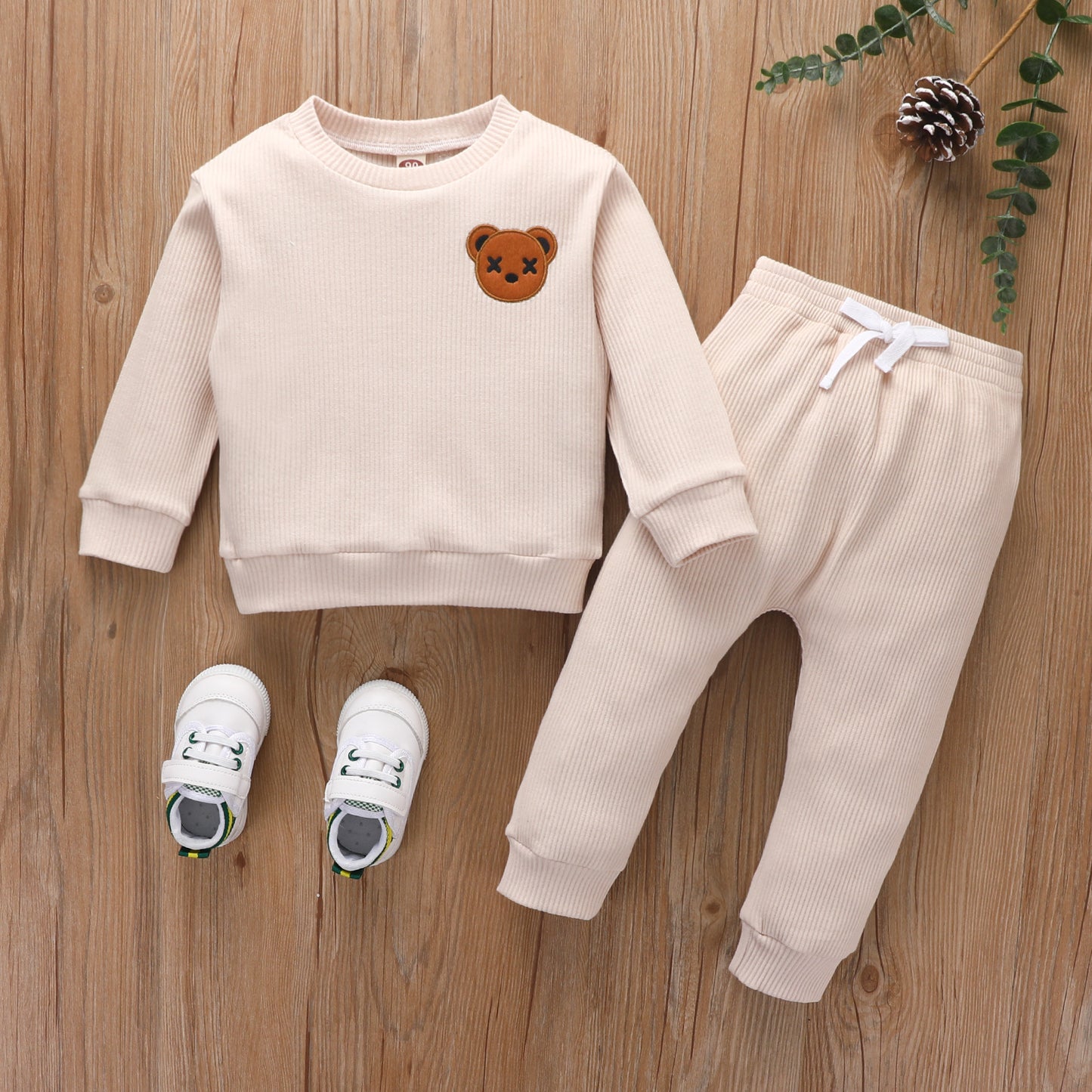 Unisex Baby Tracksuit Outfit Long Sleeve Embroidered Bear Sweatshirts Jogger Set ( Pack of 4 )