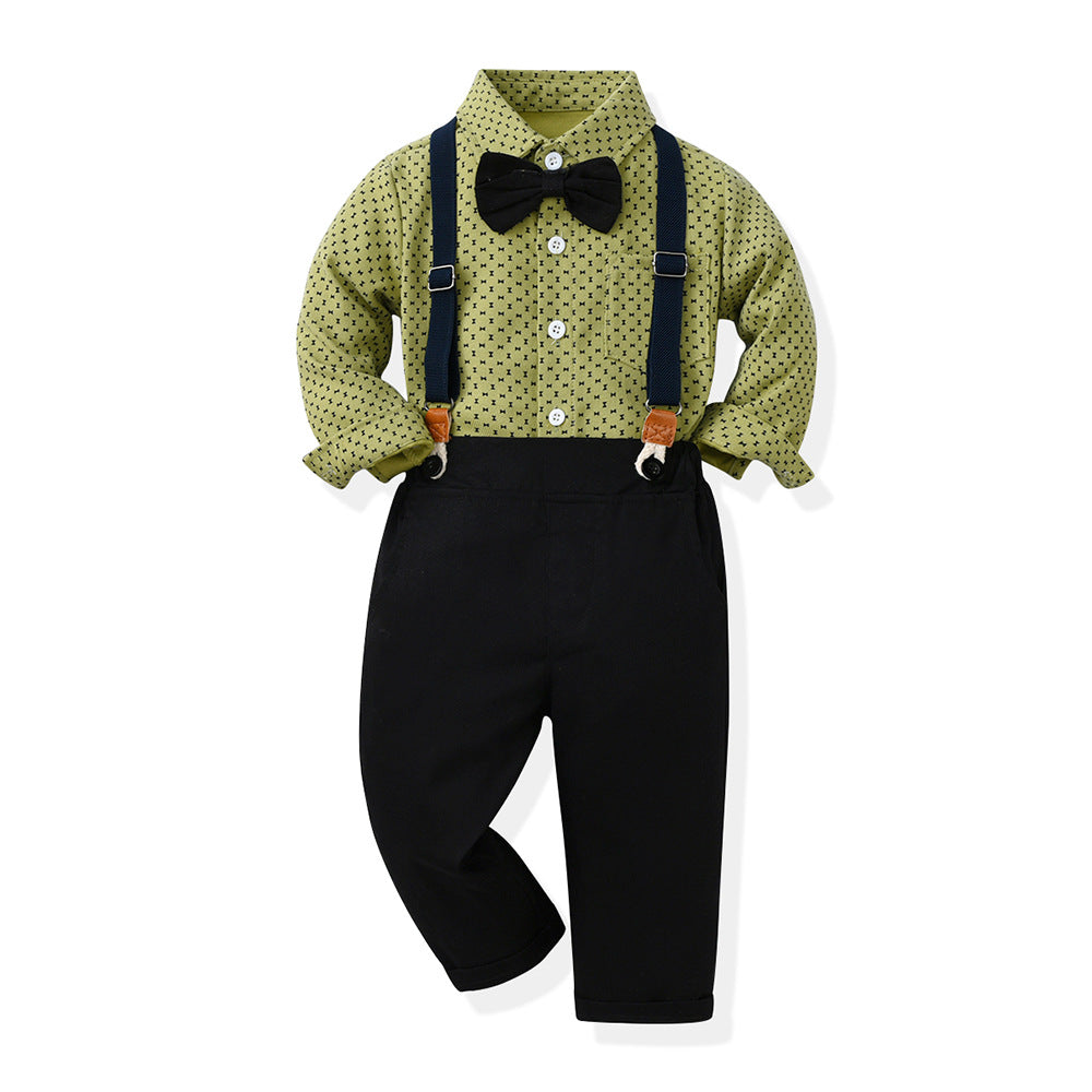 Boys Suit Long Sleeve T Shirt Pants Gentlemen Dresses ( Pack of 3 )