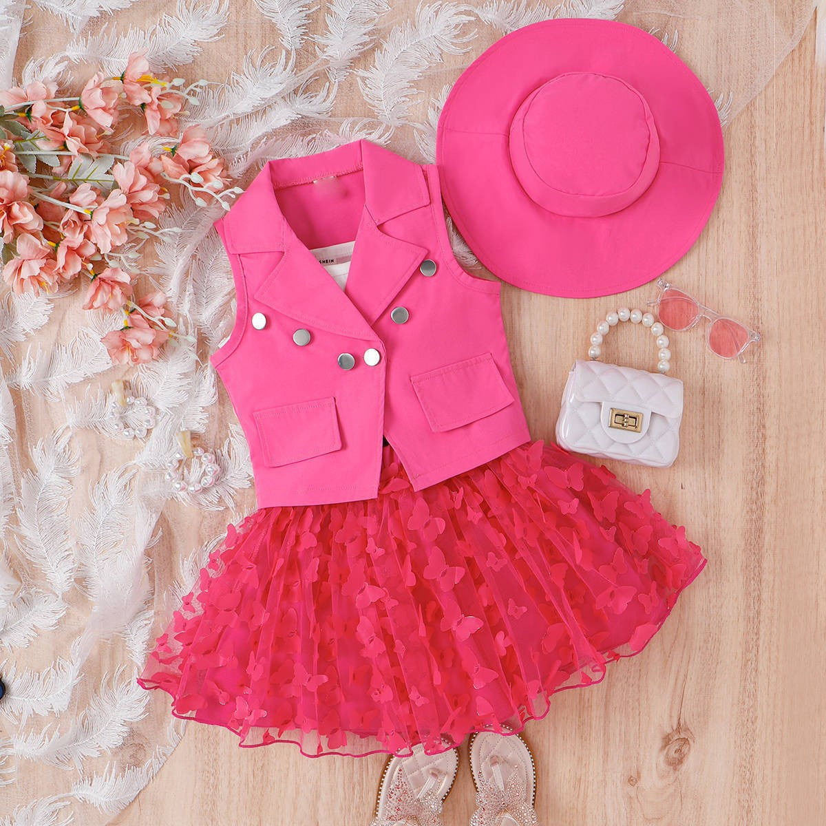 Strap Vest Butterfly Skirt Sleeveless Coat Cotton ( Pack of 4 )