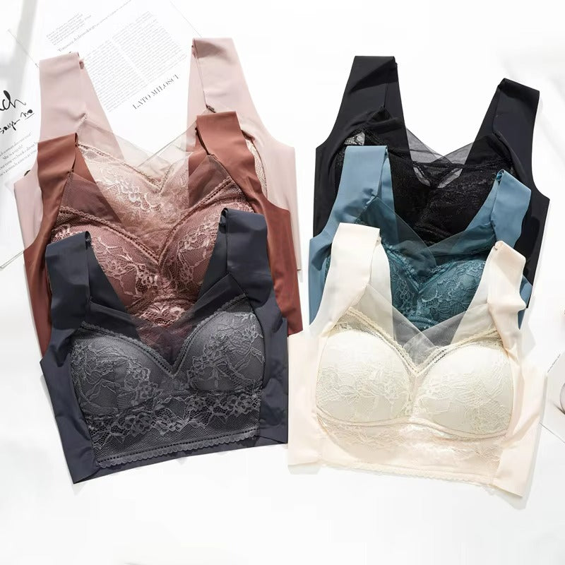 Women Deep-V Lace Bras Side Support Sexy Bra ( Pack of 6 )