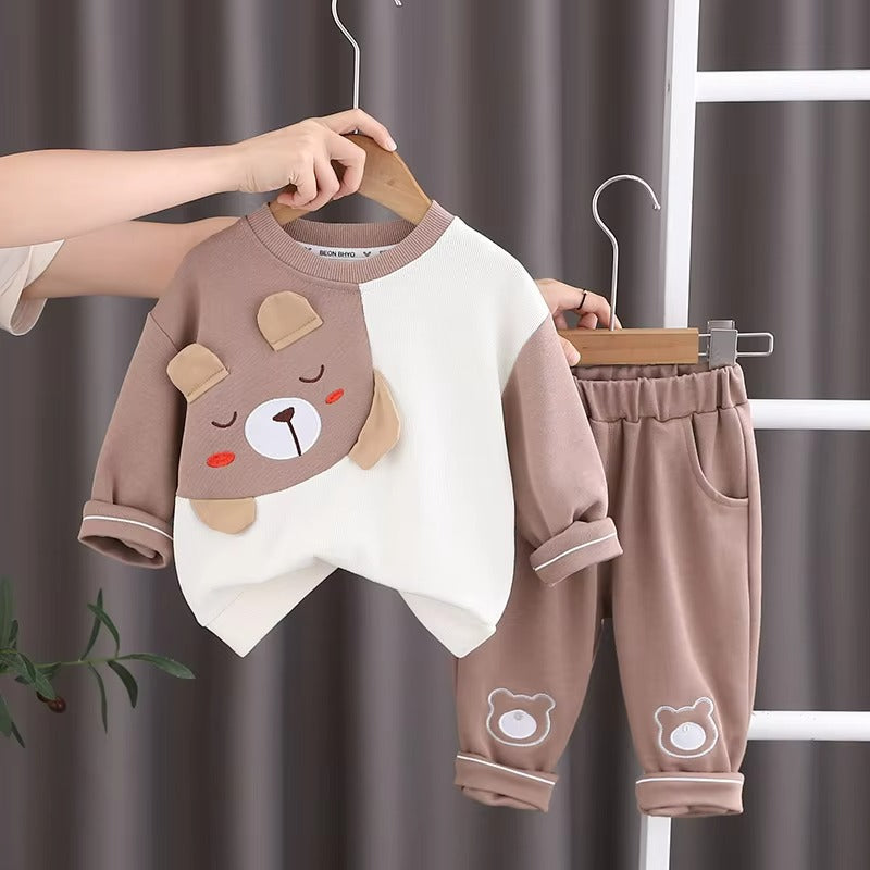 Children's Two-piece Suit for Boys Girls with Cartoon Three-dimensional Animals Round Neck ( Pack of 2 )