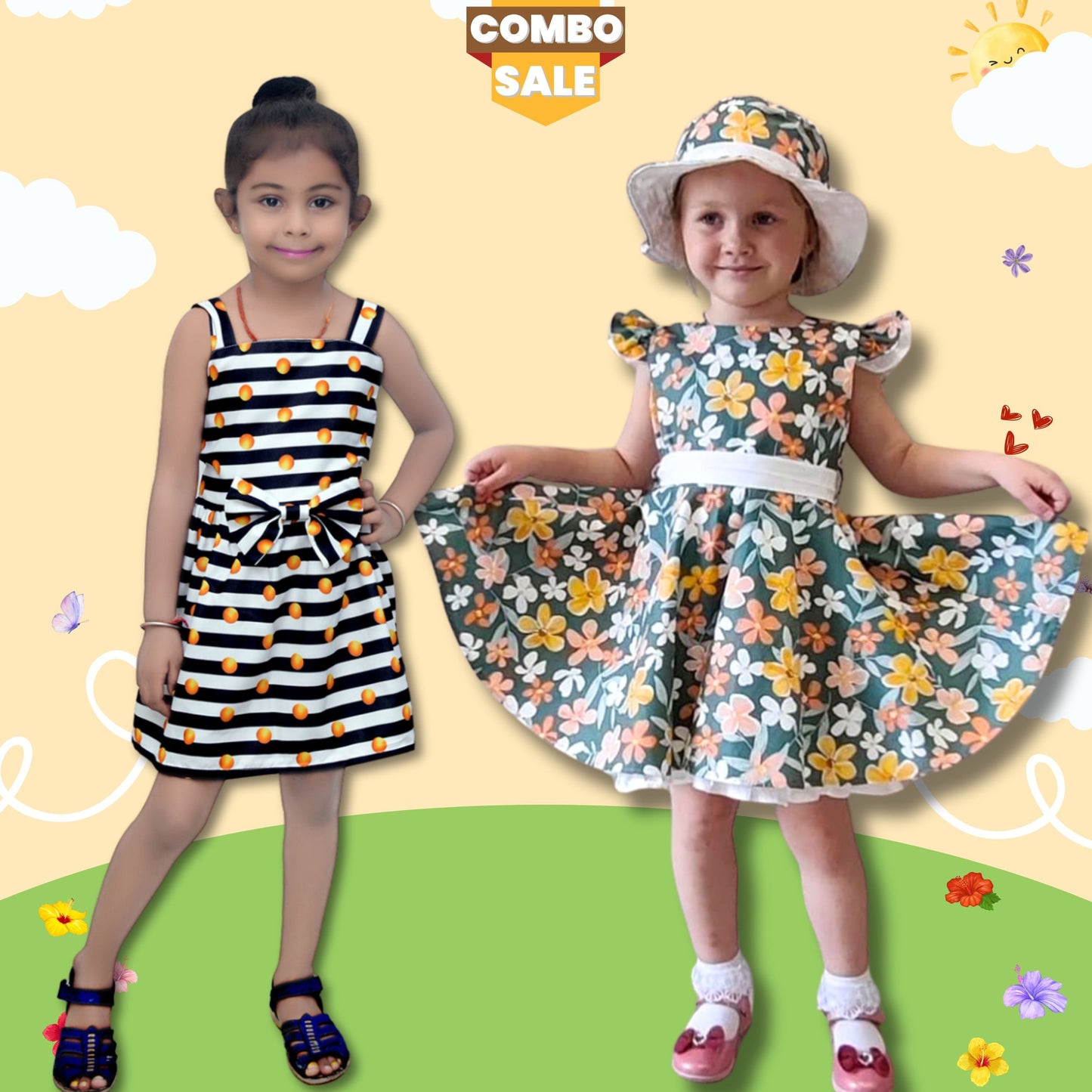 Baby Designers Dresses_Frocks (Combo Pack Of 2) for Baby Girls.