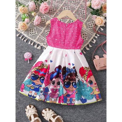 Baby Girl's Barbie & Rainbow Dresses (Combo Pack Of 2) For Girl's.
