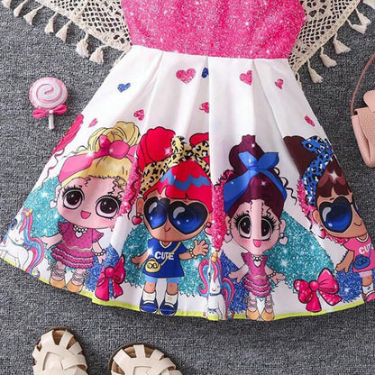 Baby Girl's Barbie & Rainbow Dresses (Combo Pack Of 2) For Girl's.