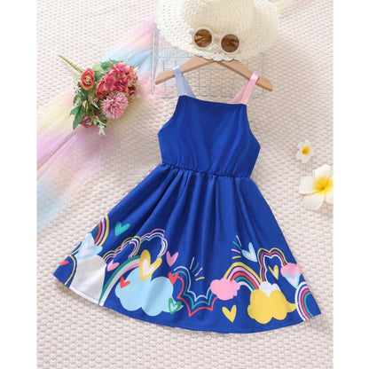 Baby Girl's Barbie & Rainbow Dresses (Combo Pack Of 2) For Girl's.