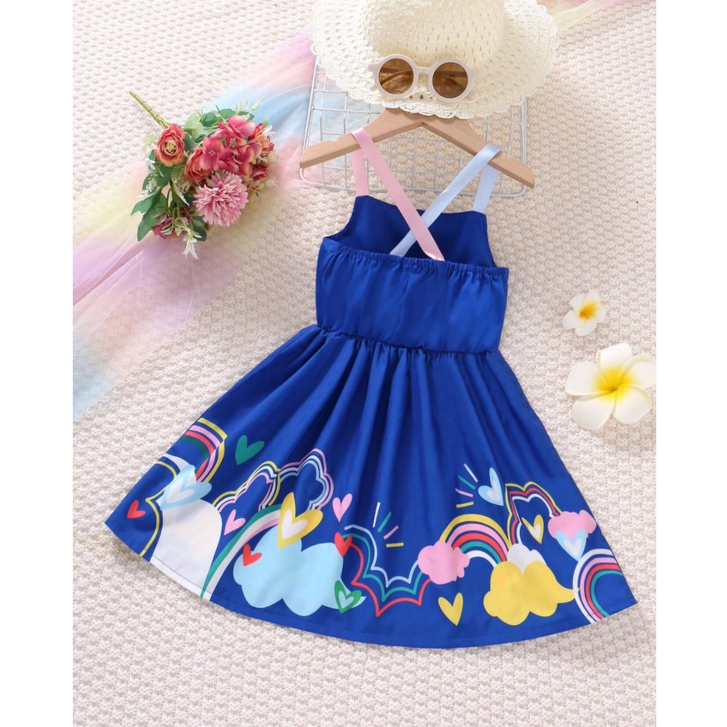 Baby Girl's Barbie & Rainbow Dresses (Combo Pack Of 2) For Girl's.