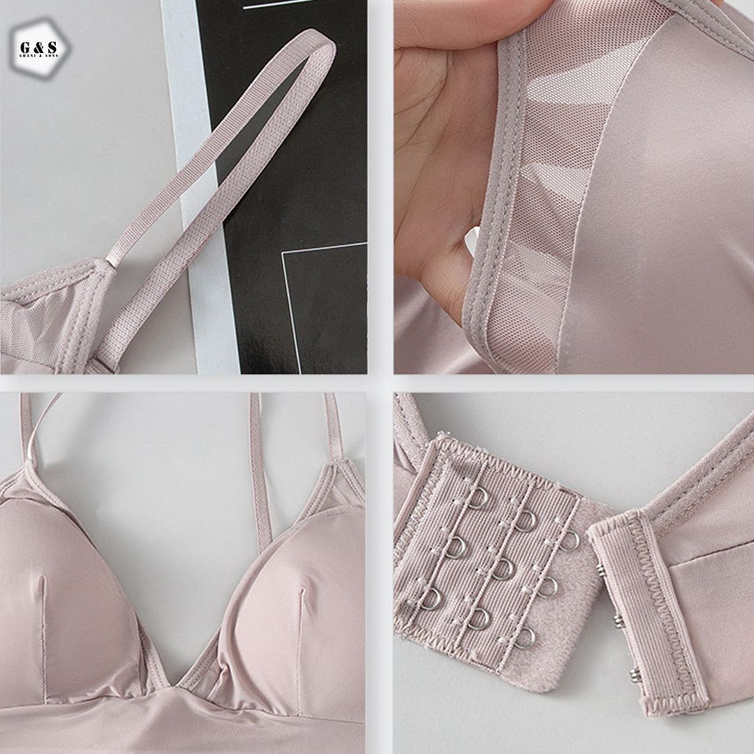 High quality breathable women Ice silk seamless panties Cup gather tube bra ( Pack of 4 )