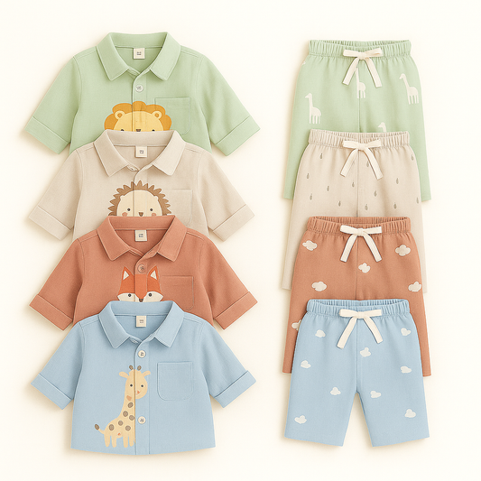 Summer Kids Boys Linen Cotton Clothing (Pack of 4)