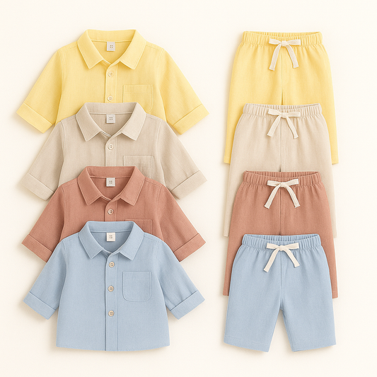 Summer Kids Boys Linen Cotton Clothing (Pack of 4)