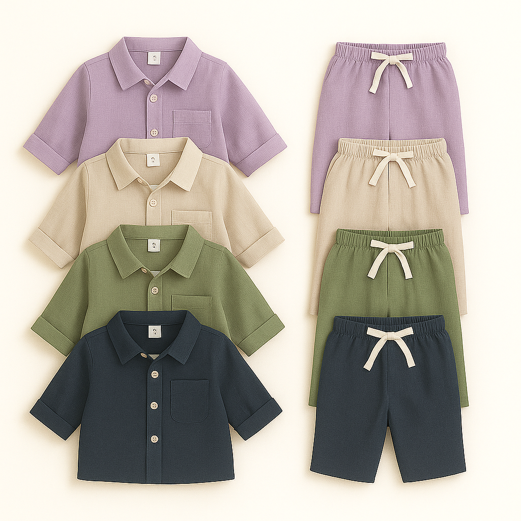 Summer Kids Boys Linen Cotton Clothing (Pack of 4)