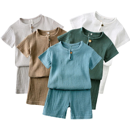 Summer Baby Clothes Cotton and Linen Retro Kids Children Clothes Suits ( Pack of 5 )