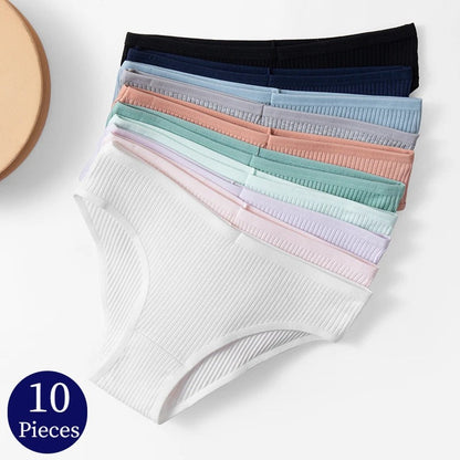 10PCS/Set Women's  Cotton Breathable Skin-Friendly Panties