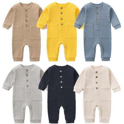 Organic Cotton Bamboo Long Sleeve Baby Rompers Rib Pajamas Babies Toddler ( Pack of 6 )