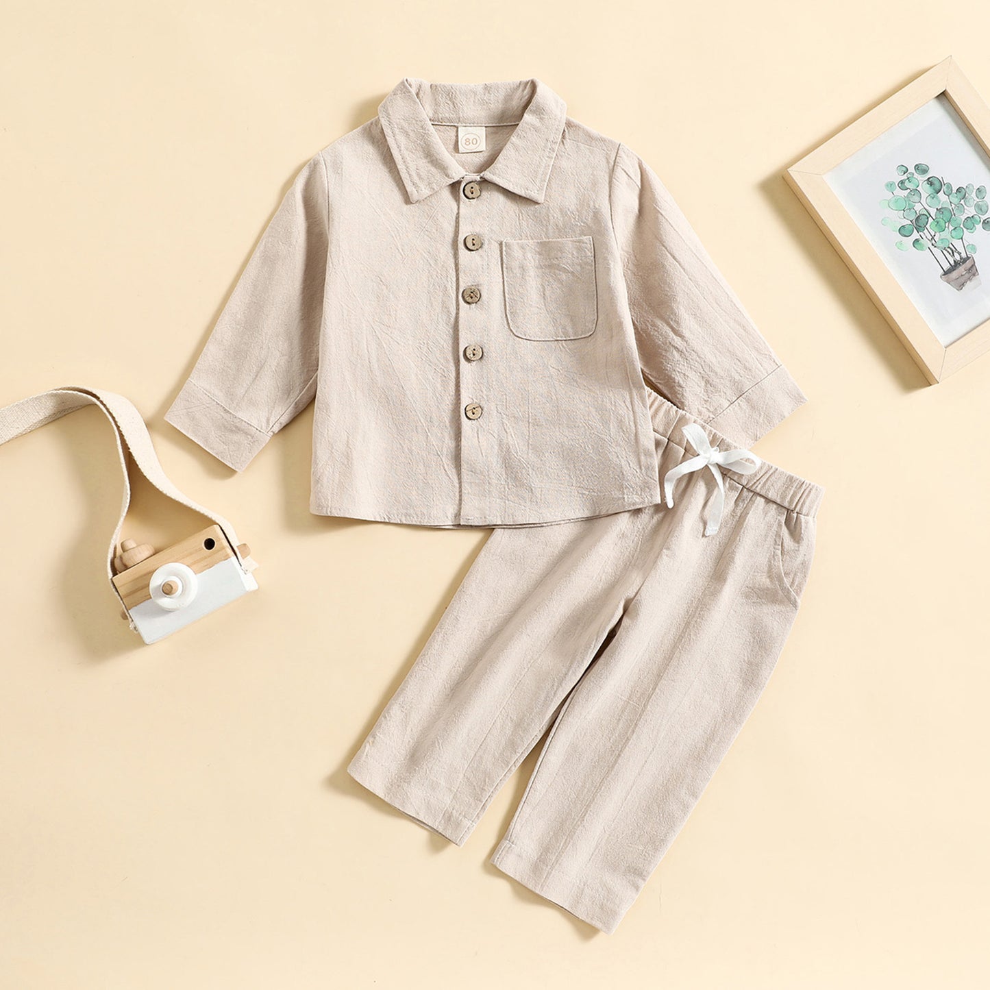 Cotton Linen Baby Boys Shirt Pant Set ( Pack of 4 )