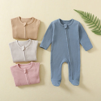 Organic Cotton Bamboo Long Sleeve Baby Rompers Rib Pajamas Babies Toddler ( Pack of 6 )