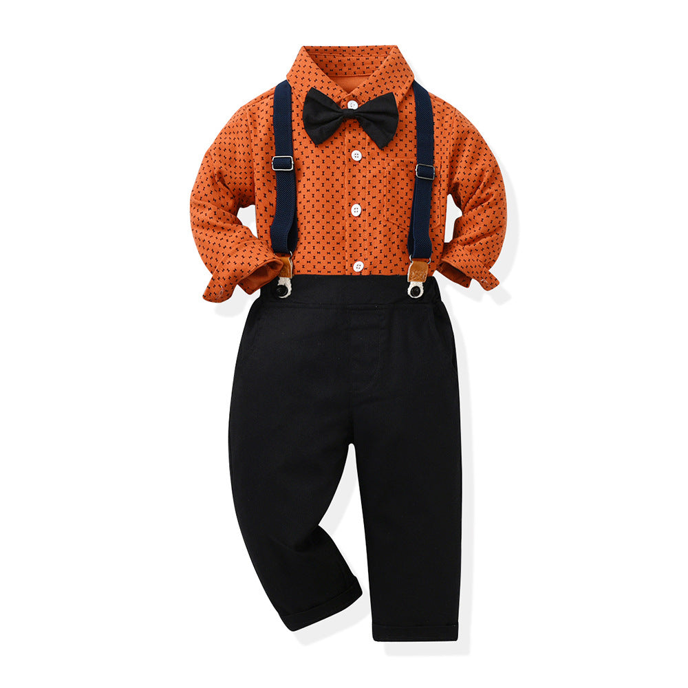 Boys Suit Long Sleeve T Shirt Pants Gentlemen Dresses ( Pack of 3 )
