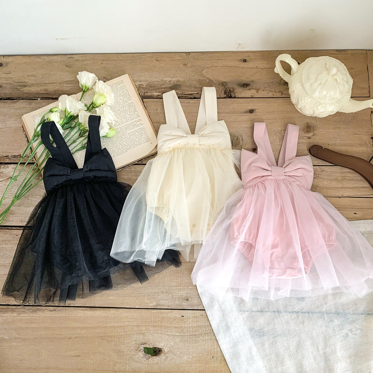 Baby Girls Princess Bow Suspender Jumpsuit Skirt ( Pack of 3 )