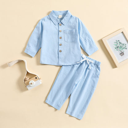 Cotton Linen Baby Boys Shirt Pant Set ( Pack of 4 )