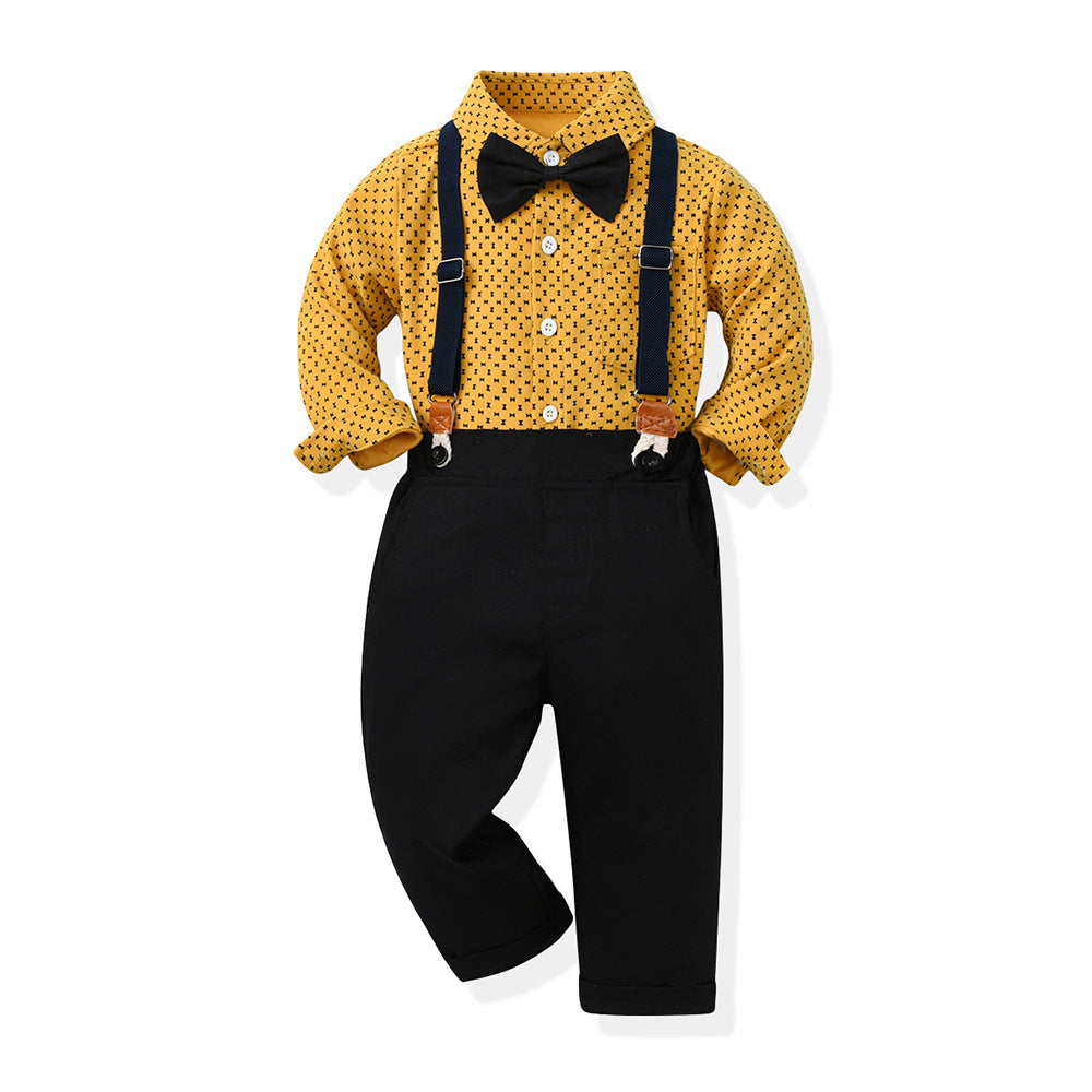 Boys Suit Long Sleeve T Shirt Pants Gentlemen Dresses ( Pack of 3 )