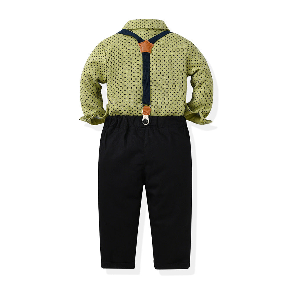 Boys Suit Long Sleeve T Shirt Pants Gentlemen Dresses ( Pack of 3 )