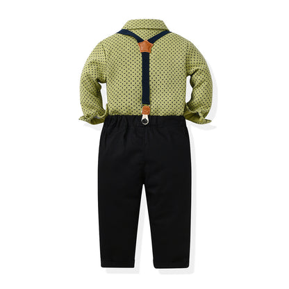 Boys Suit Long Sleeve T Shirt Pants Gentlemen Dresses ( Pack of 3 )