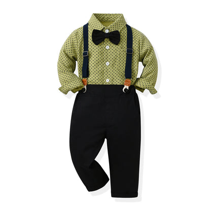 Boys Suit Long Sleeve T Shirt Pants Gentlemen Dresses ( Pack of 3 )
