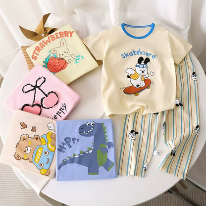 Kids 100% Cotton Casual Clothing with Cartoon Pattern ( Set of 6 )