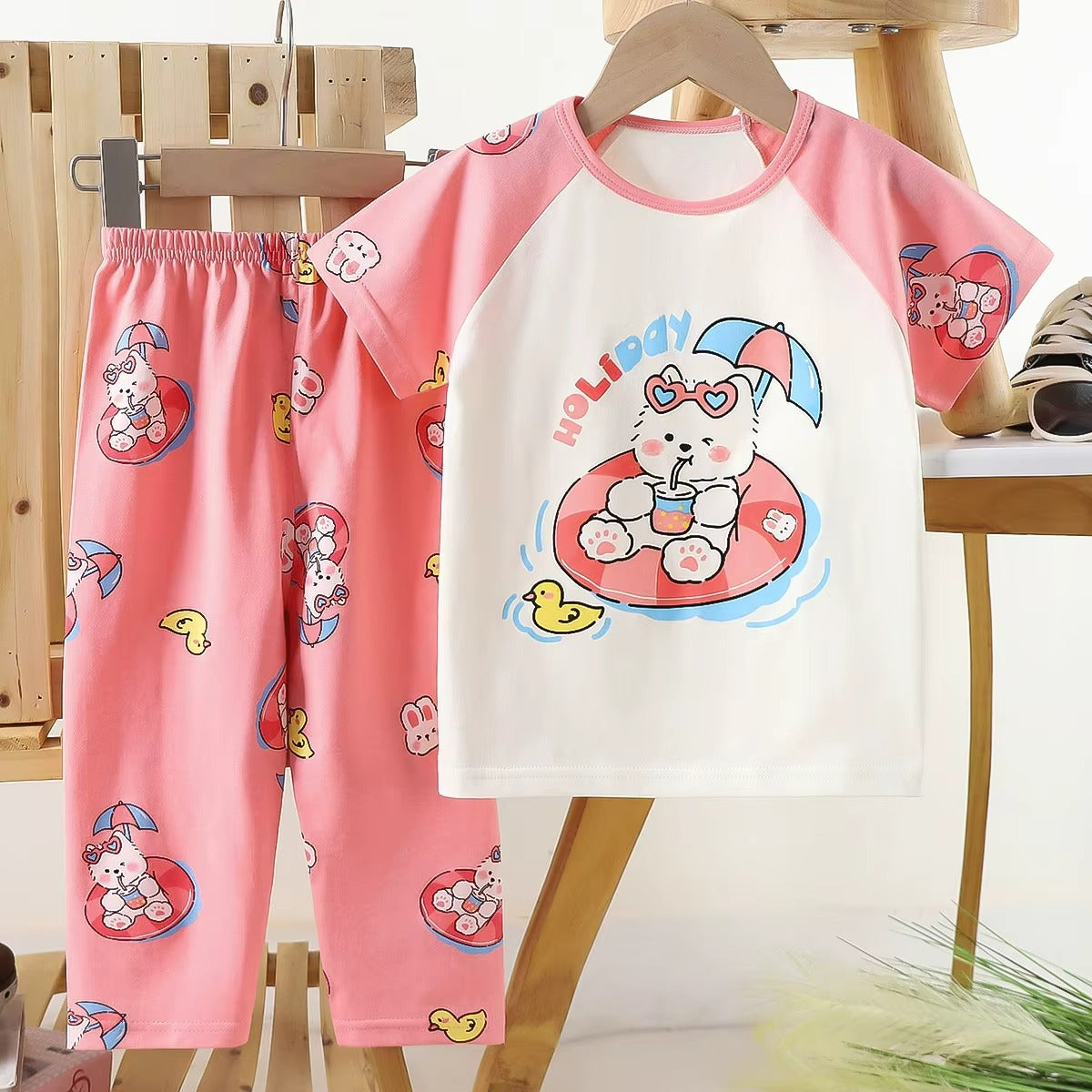 Kids 100% Cotton Casual Clothing with Cartoon Pattern ( Set of 6 )