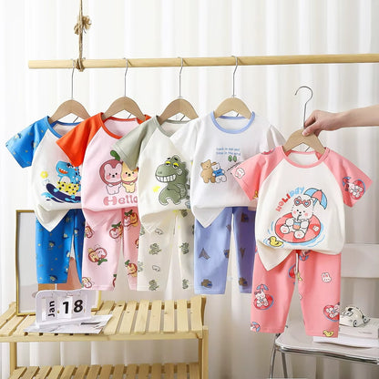 Kids 100% Cotton Casual Clothing with Cartoon Pattern ( Set of 6 )