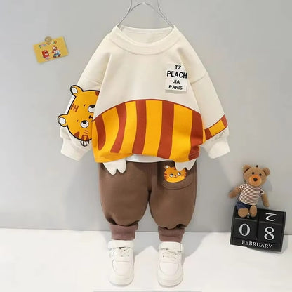 long-sleeved spring new boys and girls casual sports suits top+pants ( Pack of 3 )