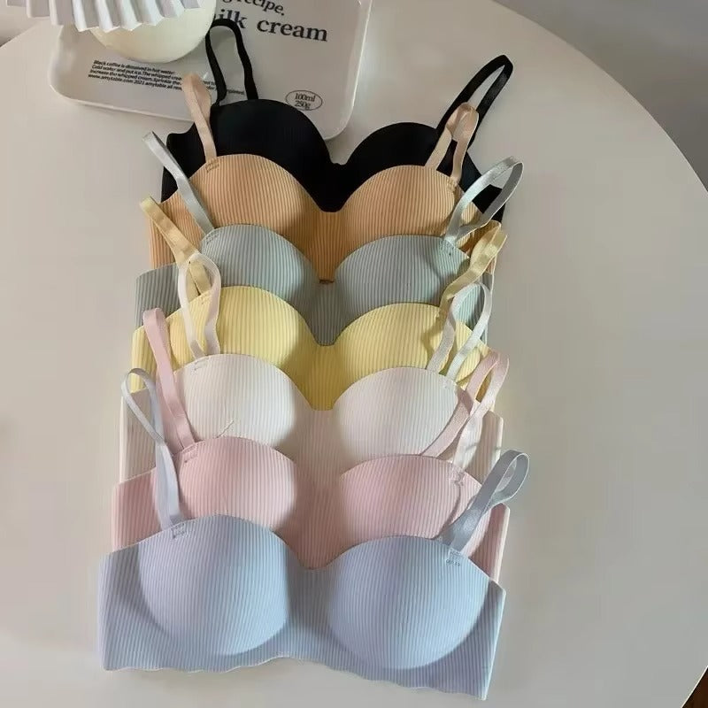 Seamless Half Cup Cloud Nude Anti-Sagging Soft Wireless Bra ( Pack of 7 )
