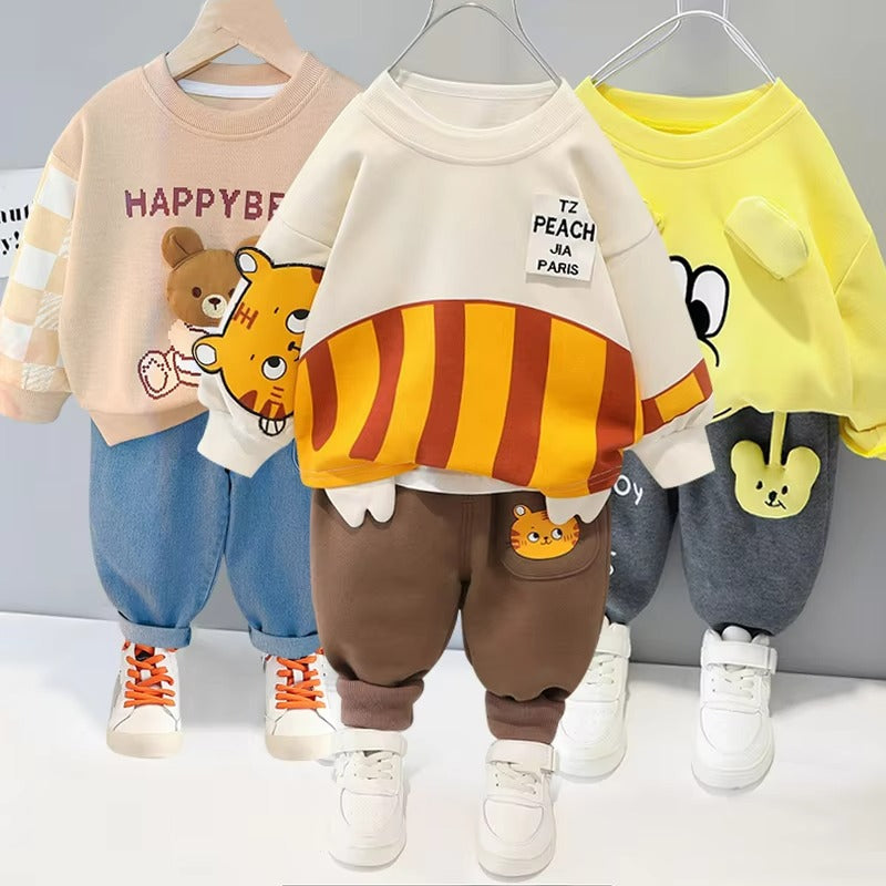 long-sleeved spring new boys and girls casual sports suits top+pants ( Pack of 3 )