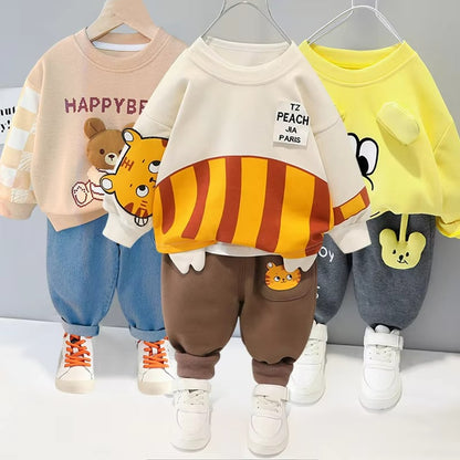 long-sleeved spring new boys and girls casual sports suits top+pants ( Pack of 3 )