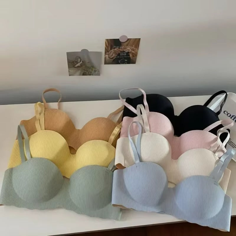 Seamless Half Cup Cloud Nude Anti-Sagging Soft Wireless Bra ( Pack of 7 )