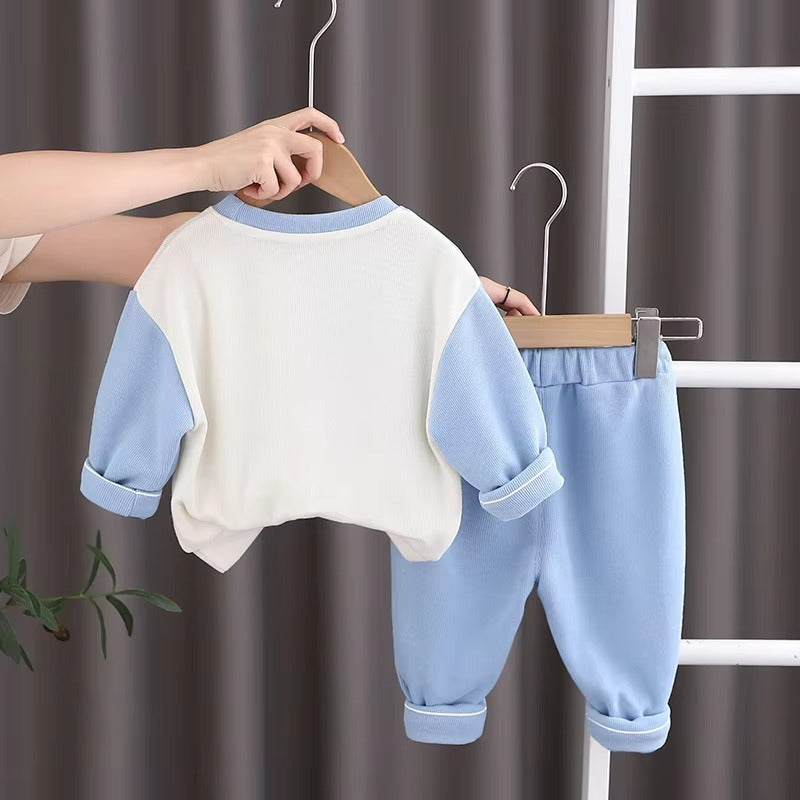 Children's Two-piece Suit for Boys Girls with Cartoon Three-dimensional Animals Round Neck ( Pack of 2 )