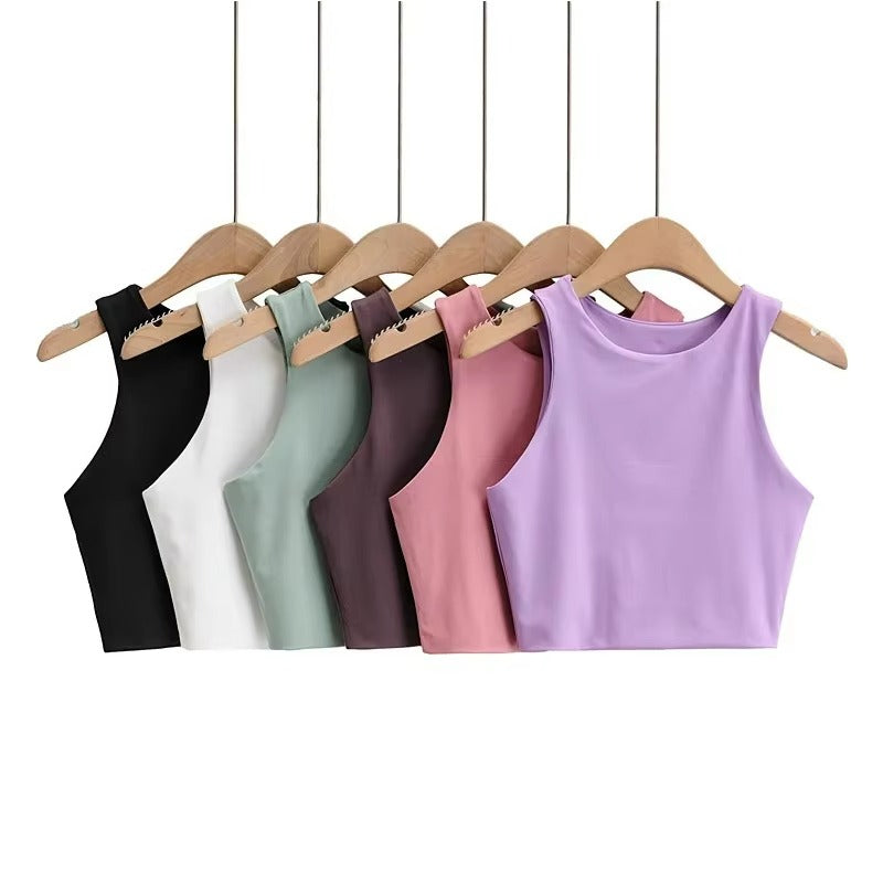 Summer Fashion Women Sexy Slim Tops O-neck Tank Tops 6 Colors ( Pack of 6 )