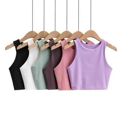 Summer Fashion Women Sexy Slim Tops O-neck Tank Tops 6 Colors ( Pack of 6 )
