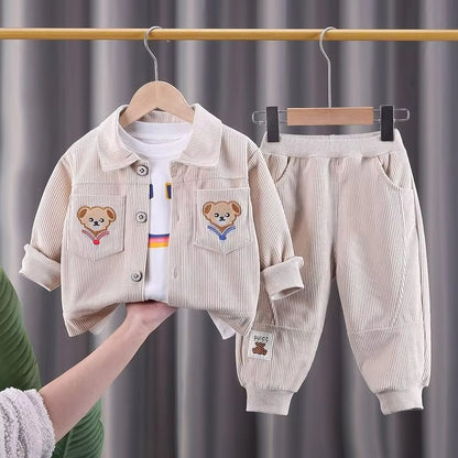 Tracksuits Baby Kids Clothes Bear Single Breasted Jacket/Coat + Pants ( Pack of 3 )